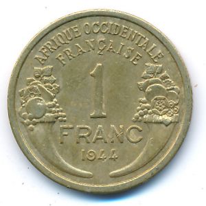 French West Africa, 1 franc, 1944