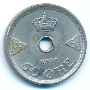 Норвегия, 50 эре (1948 г.)