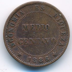 Chile, 1/2 centavo, 1886