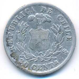 Chile, 20 centavos, 1871