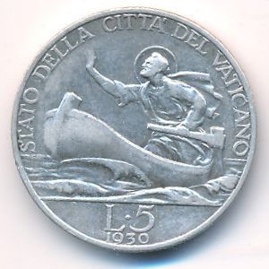 Ватикан, 5 лир (1930 г.)