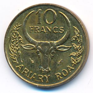 Madagascar, 10 francs, 1987