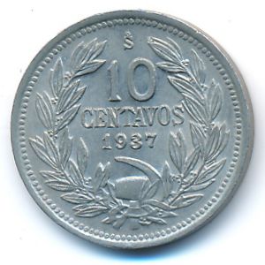 Chile, 10 centavos, 1937