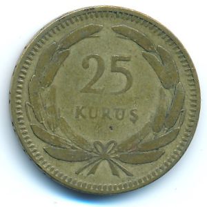 Turkey, 25 kurus, 1948