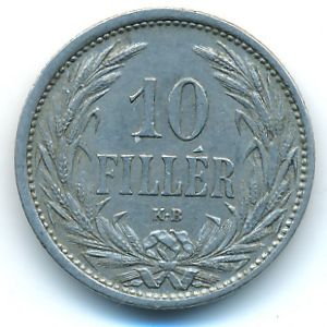 Hungary, 10 filler, 1909