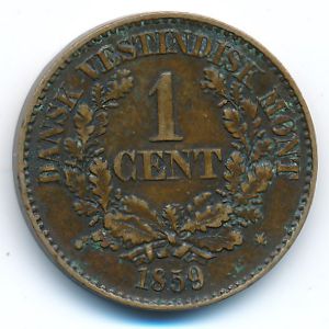 Danish West Indies, 1 cent, 1859