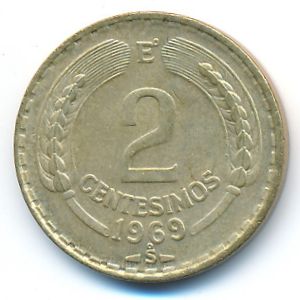 Chile, 2 centesimos, 1969