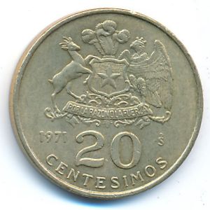 Chile, 20 centesimos, 1971