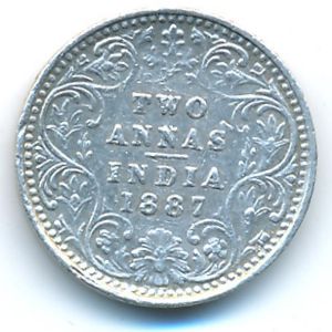 Британская Индия, 2 анны (1887 г.)