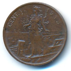 Italy, 1 centesimo, 1915
