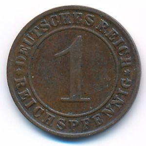 Веймарская республика, 1 рейхспфенниг (1928 г.)
