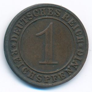 Веймарская республика, 1 рейхспфенниг (1928 г.)