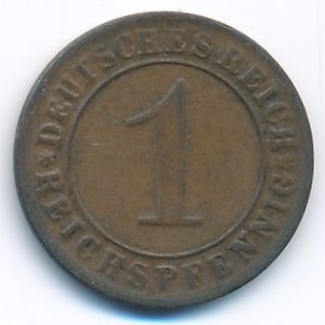 Веймарская республика, 1 рейхспфенниг (1930 г.)