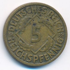 Веймарская республика, 5 рейхспфеннигов (1924 г.)