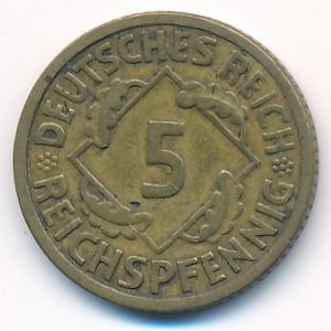 Веймарская республика, 5 рейхспфеннигов (1926 г.)
