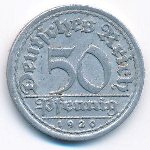 Weimar Republic, 50 pfennig, 1920