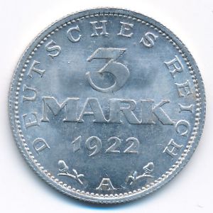 Веймарская республика, 3 марки (1922 г.)