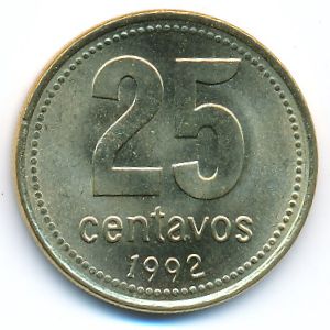 Аргентина, 25 сентаво (1992 г.)
