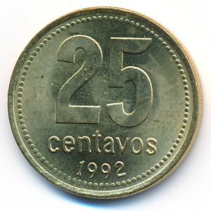 Аргентина, 25 сентаво (1992 г.)