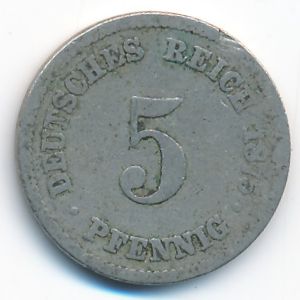 Germany, 5 pfennig, 1875