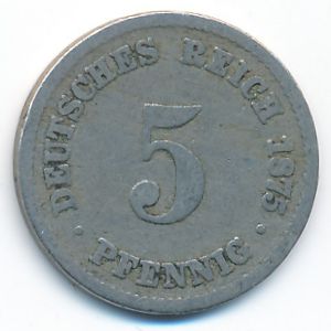Germany, 5 pfennig, 1875