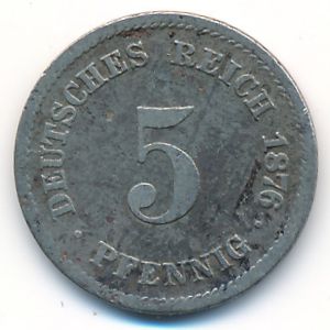 Germany, 5 pfennig, 1876