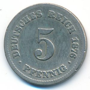 Germany, 5 pfennig, 1876