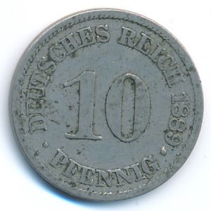 Germany, 10 pfennig, 1889