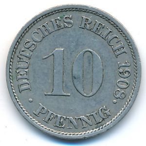 Германия, 10 пфеннигов (1908 г.)