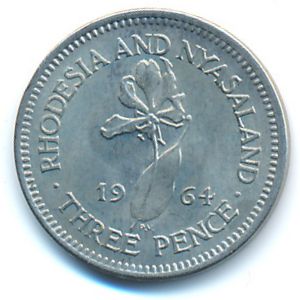 Rhodesia and Nyasaland, 3 pence, 1964