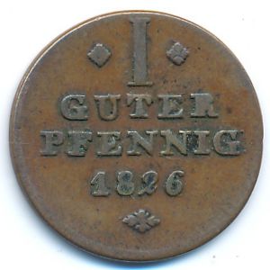 Шаумбург-Липпе, 1 пфенниг (1826 г.)
