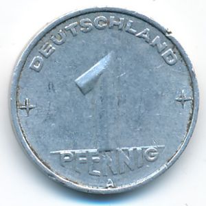 German Democratic Republic, 1 pfennig, 1952