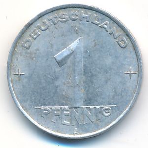 German Democratic Republic, 1 pfennig, 1952