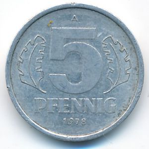 ГДР, 5 пфеннигов (1978 г.)
