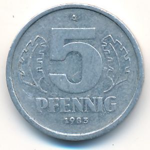 German Democratic Republic, 5 pfennig, 1983