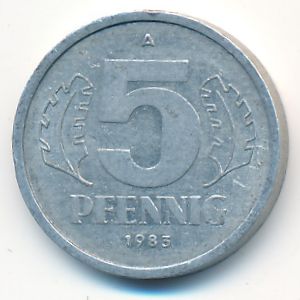German Democratic Republic, 5 pfennig, 1983