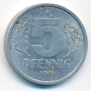 German Democratic Republic, 5 pfennig, 1983