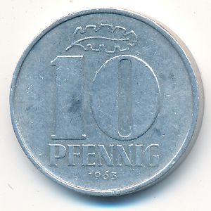 German Democratic Republic, 10 pfennig, 1963
