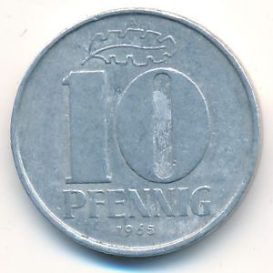 ГДР, 10 пфеннигов (1965 г.)