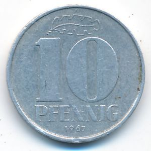 German Democratic Republic, 10 pfennig, 1967