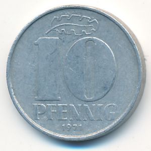 German Democratic Republic, 10 pfennig, 1971