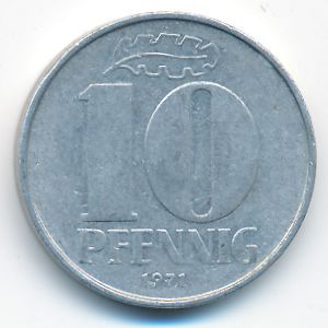 German Democratic Republic, 10 pfennig, 1971
