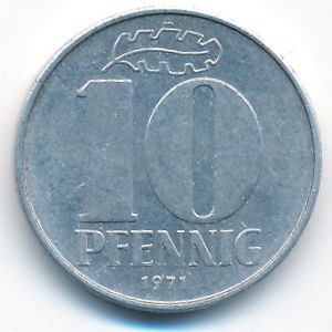 German Democratic Republic, 10 pfennig, 1971