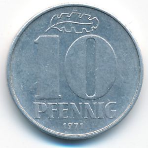 German Democratic Republic, 10 pfennig, 1971