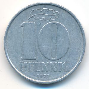German Democratic Republic, 10 pfennig, 1971