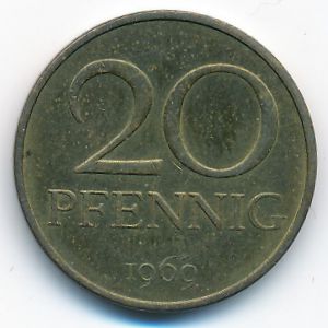 German Democratic Republic, 20 pfennig, 1969