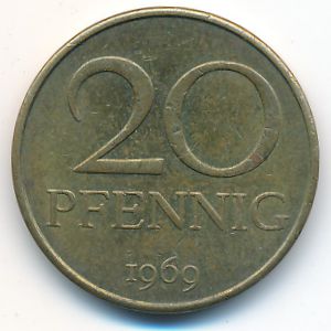 German Democratic Republic, 20 pfennig, 1969
