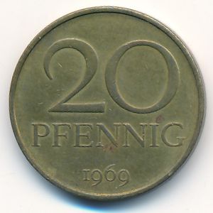 German Democratic Republic, 20 pfennig, 1969