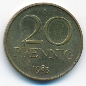 German Democratic Republic, 20 pfennig, 1983