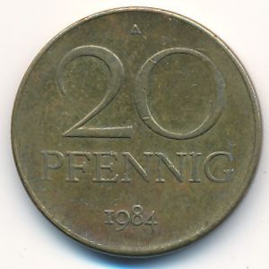 ГДР, 20 пфеннигов (1984 г.)
